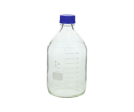 SCHOTT DURAN 017200-2000 Screw-Top Bottle Round White (DURAN(R)) with Blue Cap 2000mL